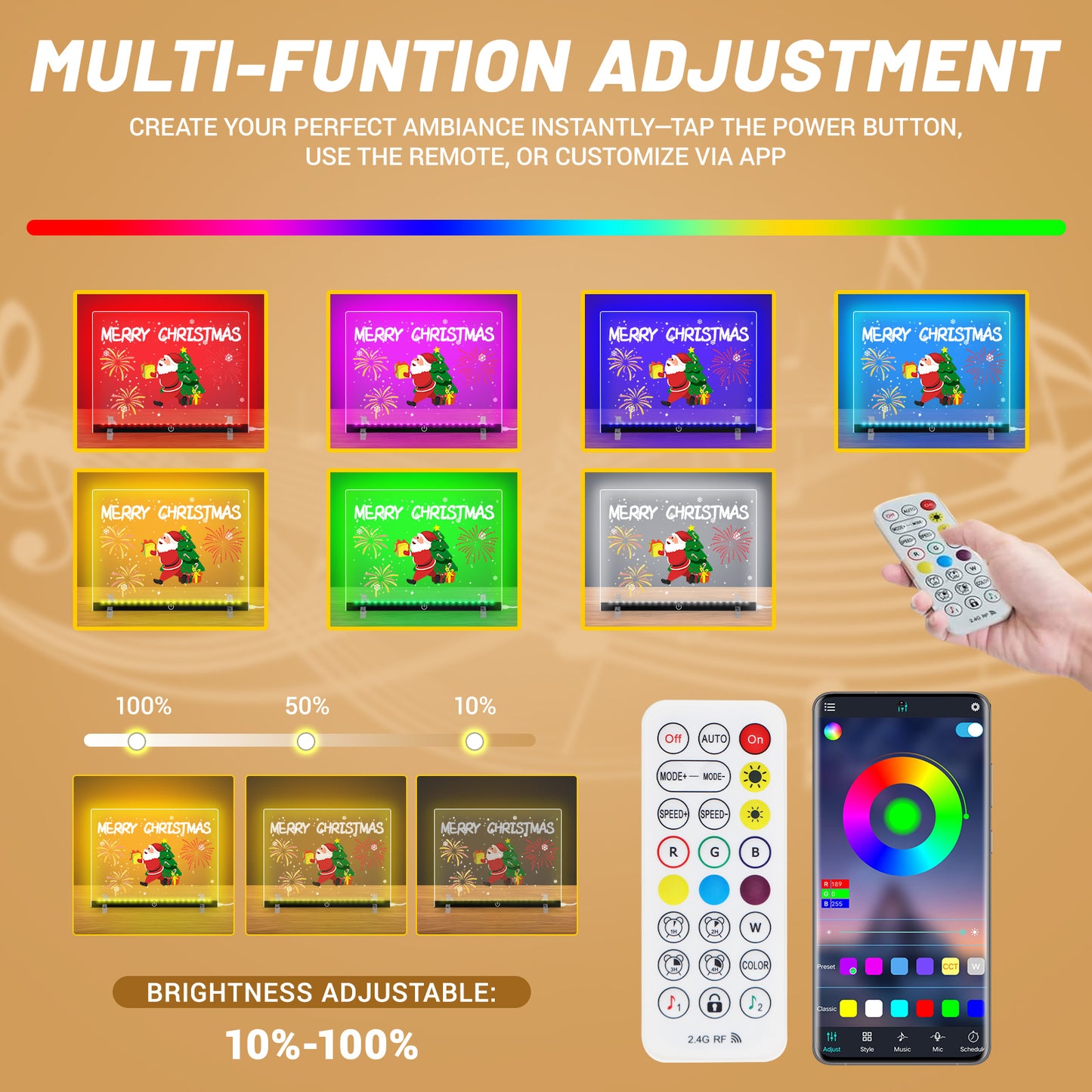 Doodle Glow, LED Note Board with Colors, 14.1"x10.9" Wooshneesham Acrylic Dry Erase Board, 16M-Color LED Light-Up Memo w/Music Sync, APP & Remote, Stand & 7 Markers, Battery Case, Neon Glow (Black)
