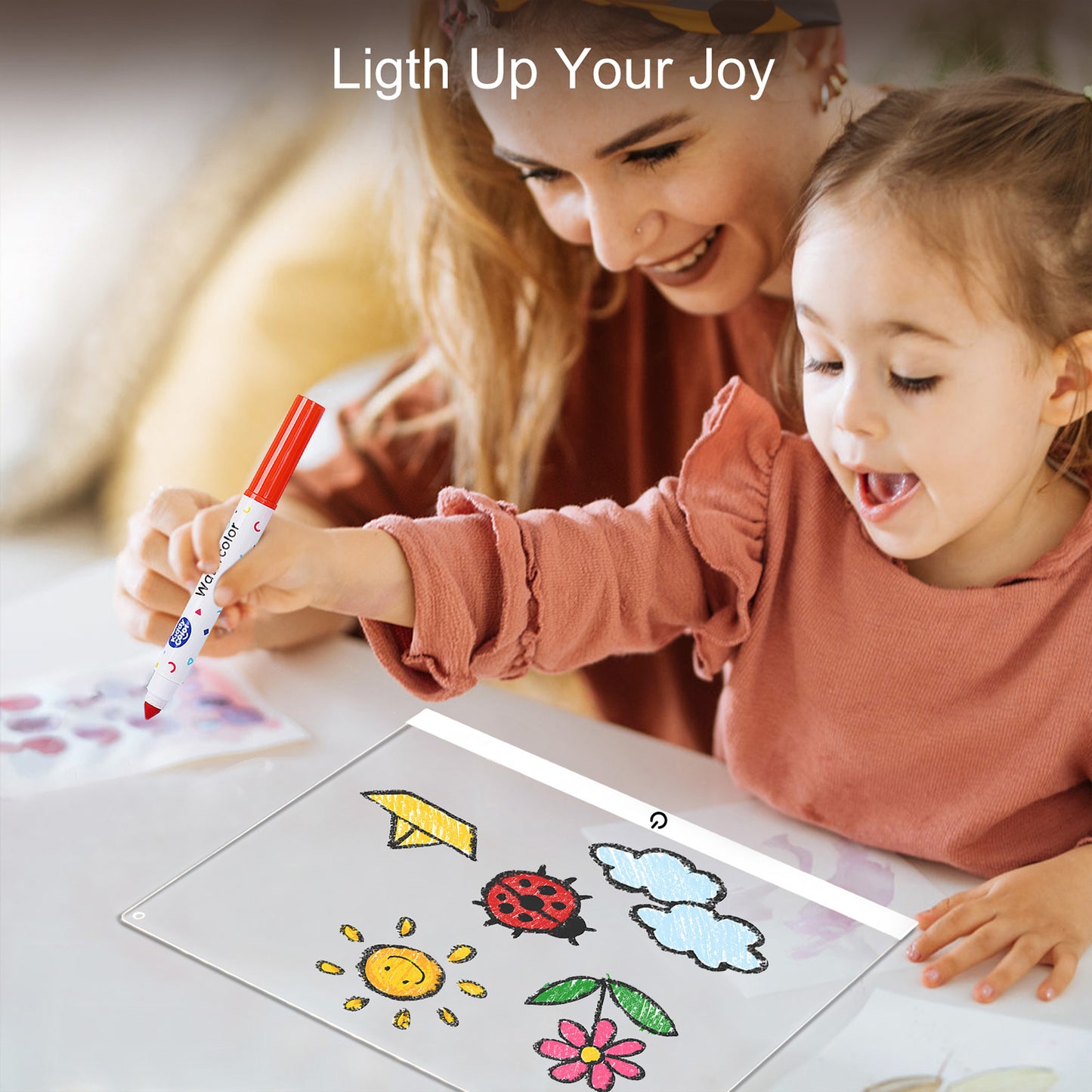 Acrylic Dry Erase Board with LED Light, 11.8"x8.5" Glowing Memo, Brightness Adjustment, 7 Color Markers, Ideal for Office/Home/Kids, Writable Night Light & Desktop Charm (White)