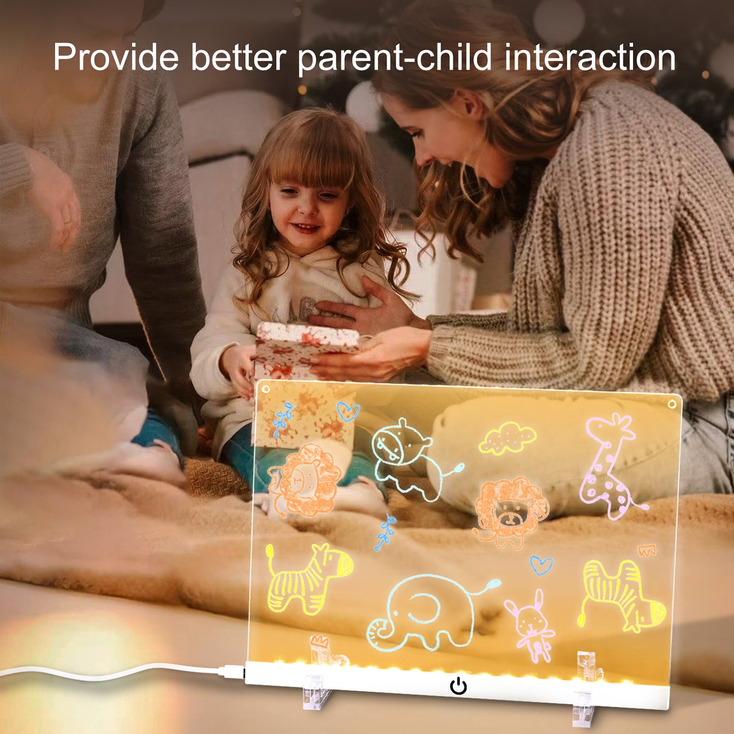 Acrylic Dry Erase Board with LED Light, 11.8"x8.5" Glowing Memo, Brightness Adjustment, 7 Color Markers, Ideal for Office/Home/Kids, Writable Night Light & Desktop Charm (White)