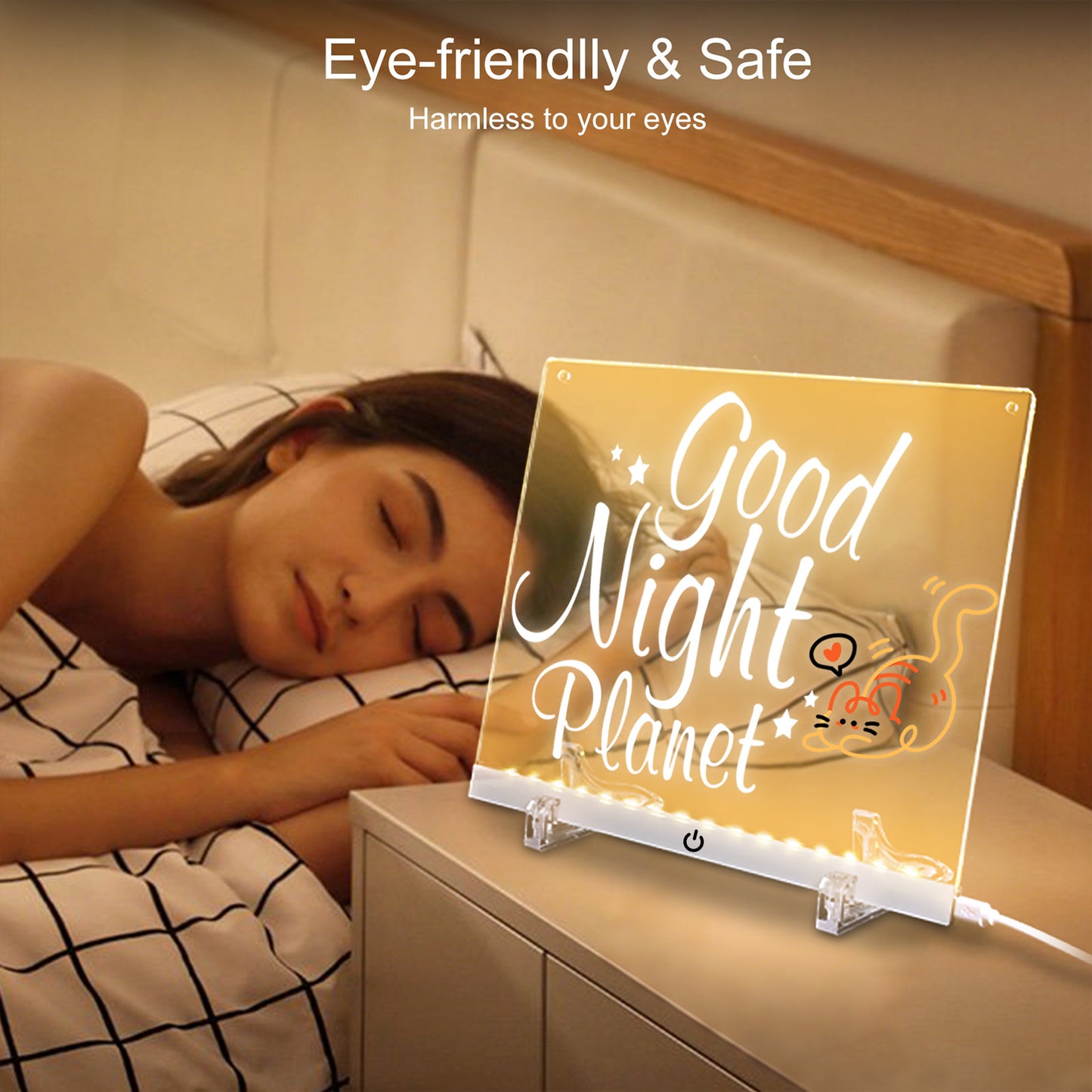 Acrylic Dry Erase Board with LED Light, 11.8"x8.5" Glowing Memo, Brightness Adjustment, 7 Color Markers, Ideal for Office/Home/Kids, Writable Night Light & Desktop Charm (White)